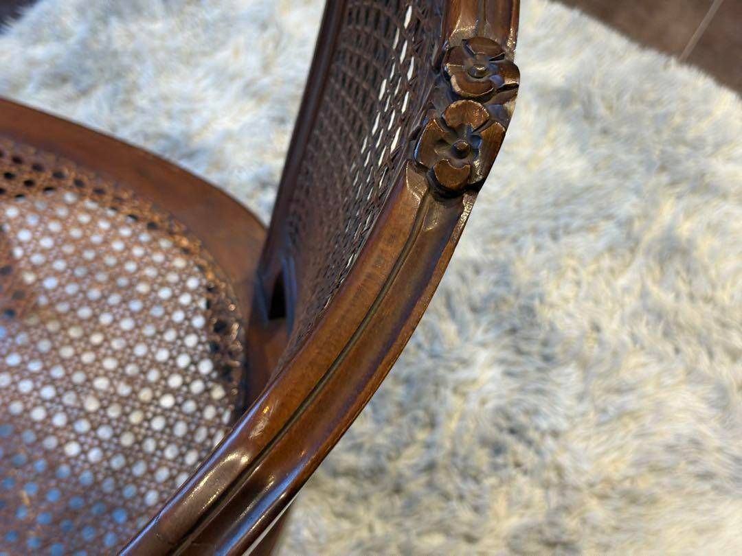 フレンチアンティーク　猫脚　クラシック　ラタンシートチェア　ヴィンテージ　NZ フレンチアンティーク 猫脚 クラシック ラタンシートチェア