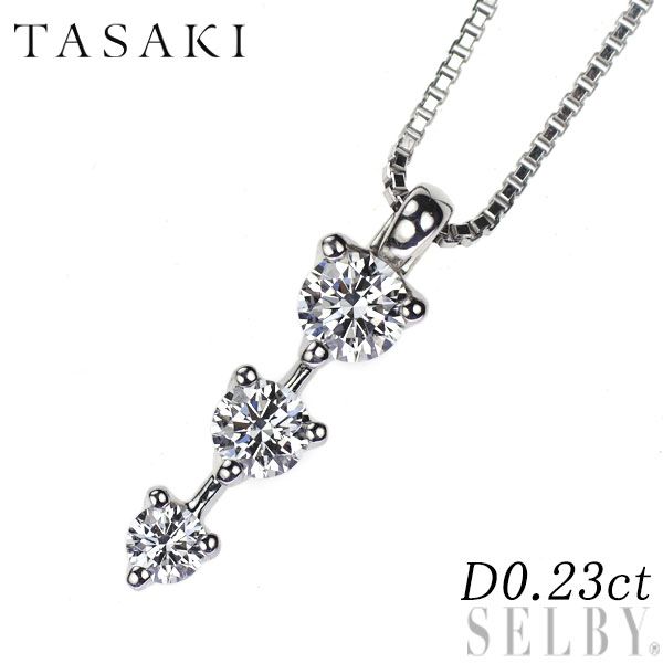 田崎真珠 K18WG ダイヤモンド ペンダントネックレス 0.23ct