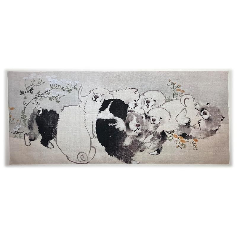 美術館グッズ【9980】　クッションカバー　菊花子犬図（長沢芦雪） 美術館グッズ【9980】 クッションカバー 菊花子犬図（長沢芦雪