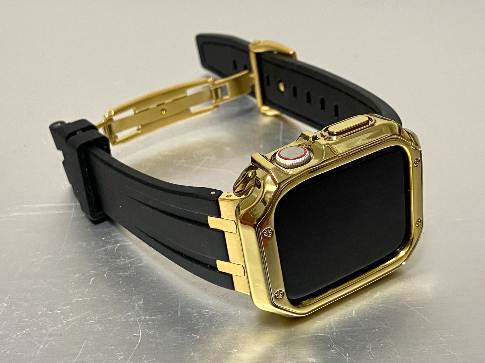 シームレス ＆ゴールドTPU アップルウォッチ ラバーベルト Apple Watch ケース カバー 38 40 41 42 44 45 49mm Apple Watch バンド box入り ランク