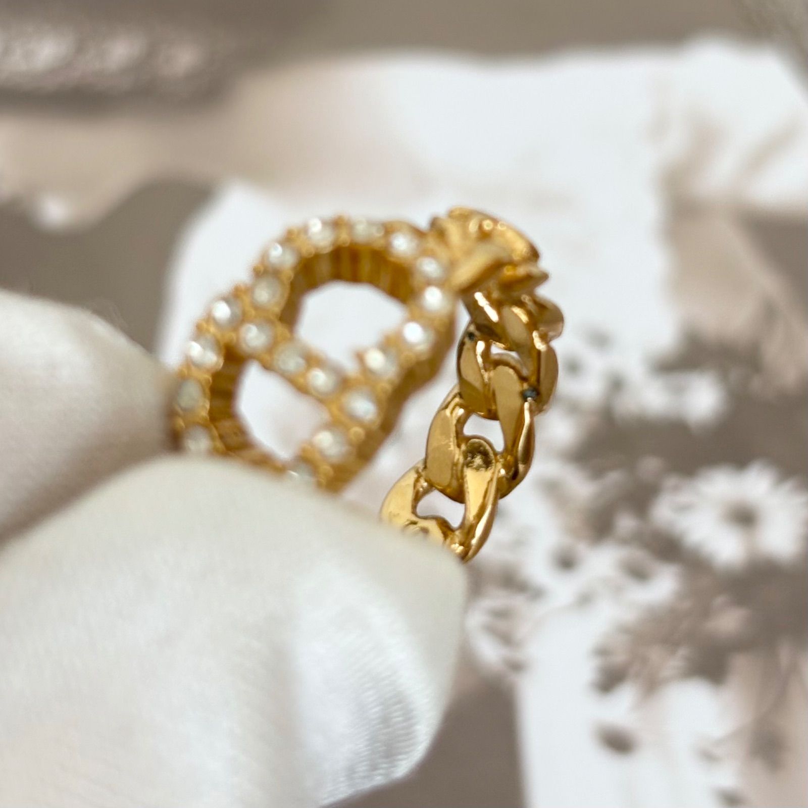 美品】クリスチャンディオール Dior リング CDロゴ GPメッキ