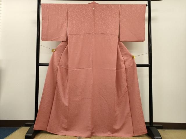 平和屋着物●上質な色無地　草花地紋　枯色　正絹　逸品　AABB7950ck 平和屋着物○上質な色無地 草花地紋 枯色 正絹 逸品 AABB7950ck 平和屋