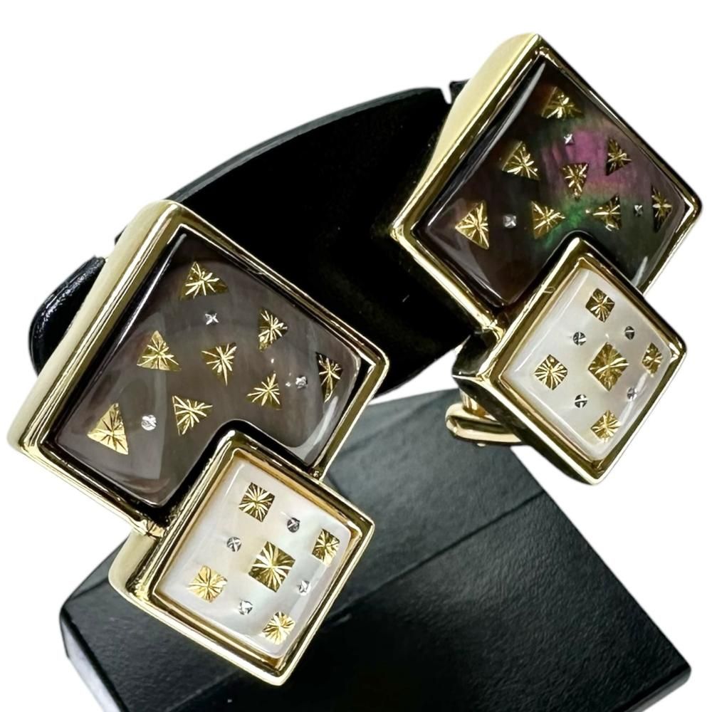 MIKIMOTO/ミキモト】象嵌 シェル イヤリング K18YGイエローゴールド 18  