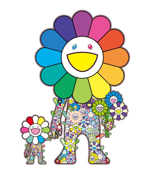 村上隆 お花の親子 版画 ED100 シルクスクリーン 村上隆 版画 お花の親子 - メルカリ