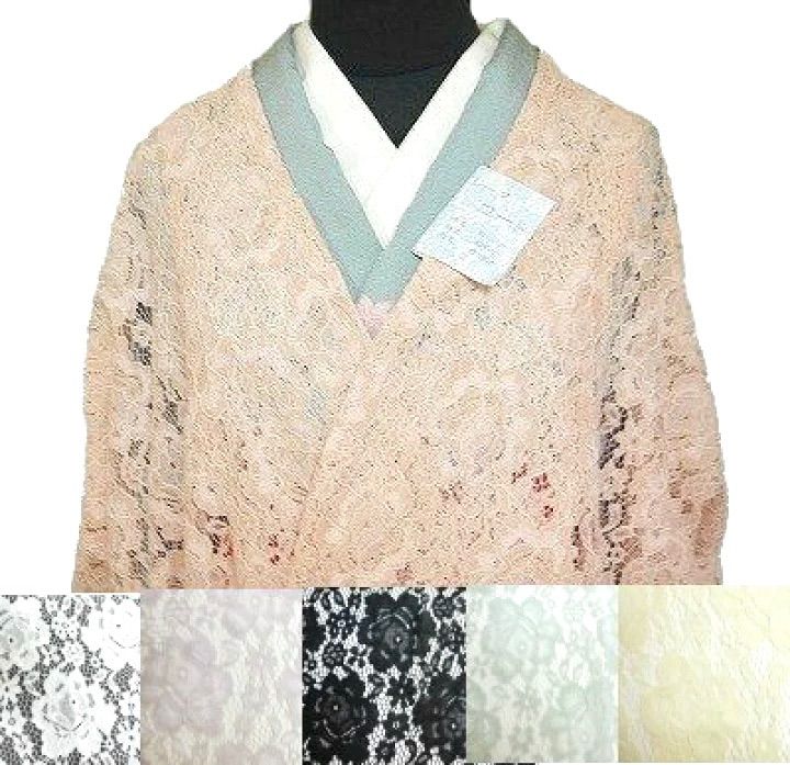 レース 道中着 洗える レースコート ロング丈 フリーサイズ ６色展開