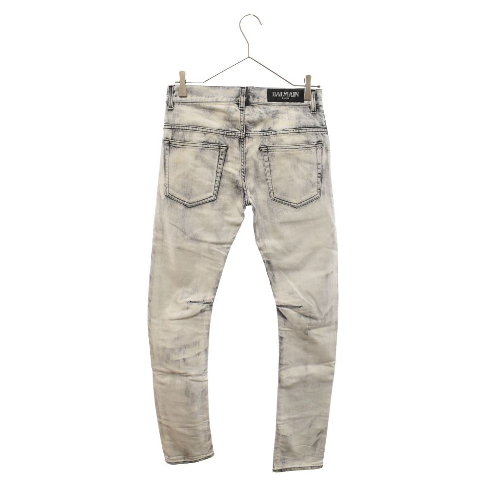 BALMAIN (バルマン) ブリーチ加工 デニムパンツ T570 B702 グレー 