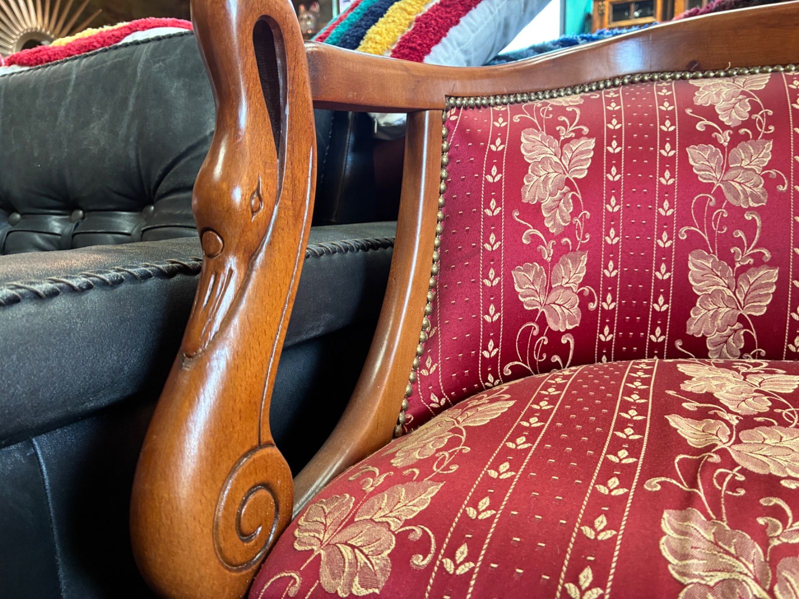 三越家具　英国クラシカル　花柄2人掛けソファ アンティーク/二人掛けソファ/花柄/インテリア 三越家具 英国