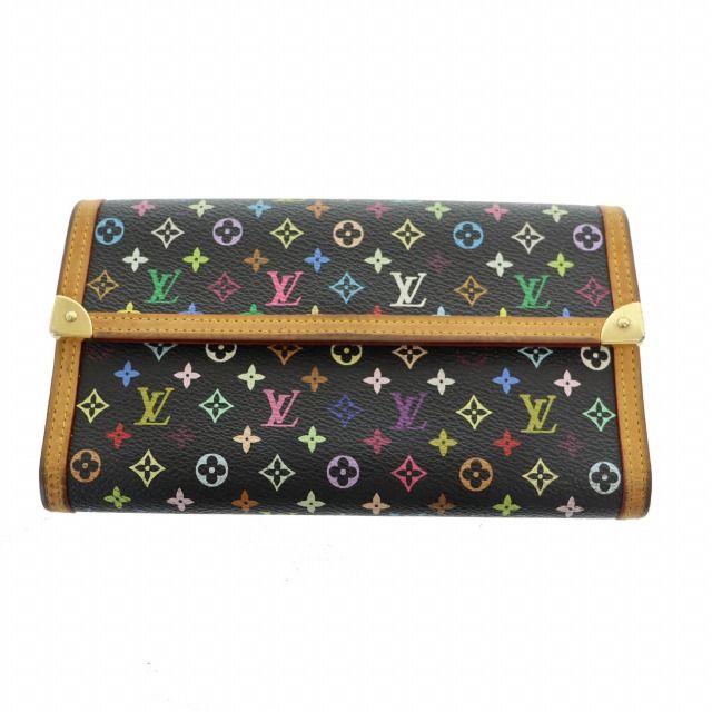 ルイヴィトン LOUIS VUITTON モノグラム マルチカラー ポルトトレゾール インターナショナル 三つ折り 長財布 M92658 黒 ブラック ブランド古着ベクトル ●▲250929