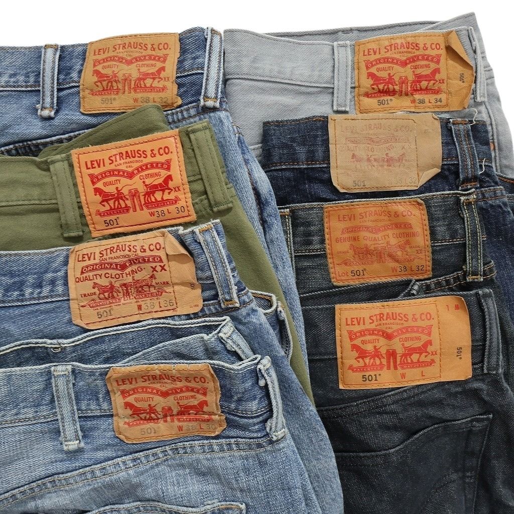 古着卸 リーバイス 501 デニム パンツ 8枚セット メンズ 38 フェード インディゴブルー アタリ アメカジ 古着 NC1318 KIN-KAAI_COM