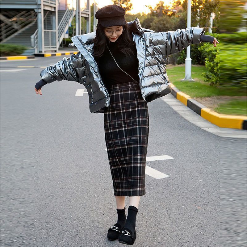 スカート レディース 秋冬 タイトスカート チェック柄 ミモレ丈