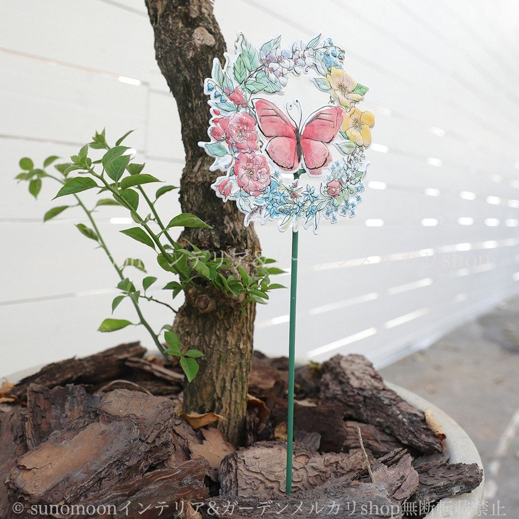 ガーデニング オーナメント 取り外し 壁掛け 雑貨 ガーデン雑貨 吊るせる アイアン 引っ掛け 庭の装飾 おしゃれ 8-14 ガーデン グリーン 蝶々 バタフライ お洒落 蝶 インテリア ガーデンステーク ガーデンインテリア