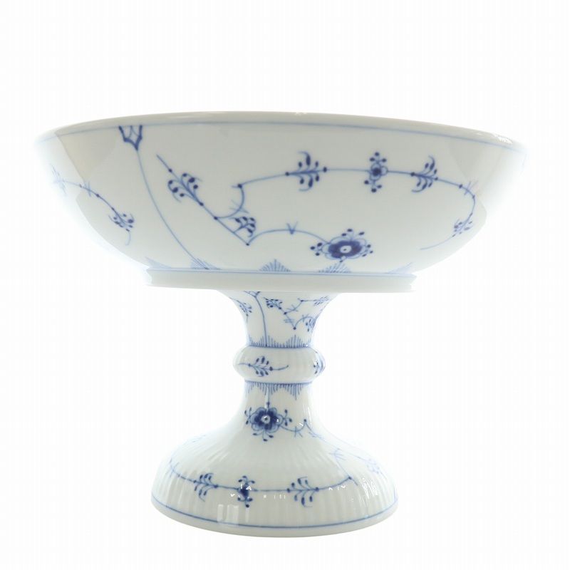 ロイヤルコペンハーゲン ブルーフルーテッド プレイン コンポート 白 青