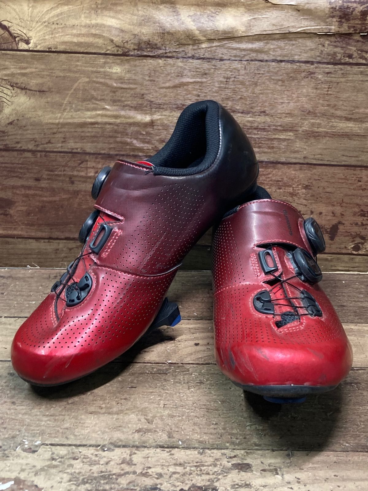 IN404 シマノ SHIMANO RC7 SHRC701M ビンディングシューズ 赤黒 EU41 SPD-SL ソール傷有り