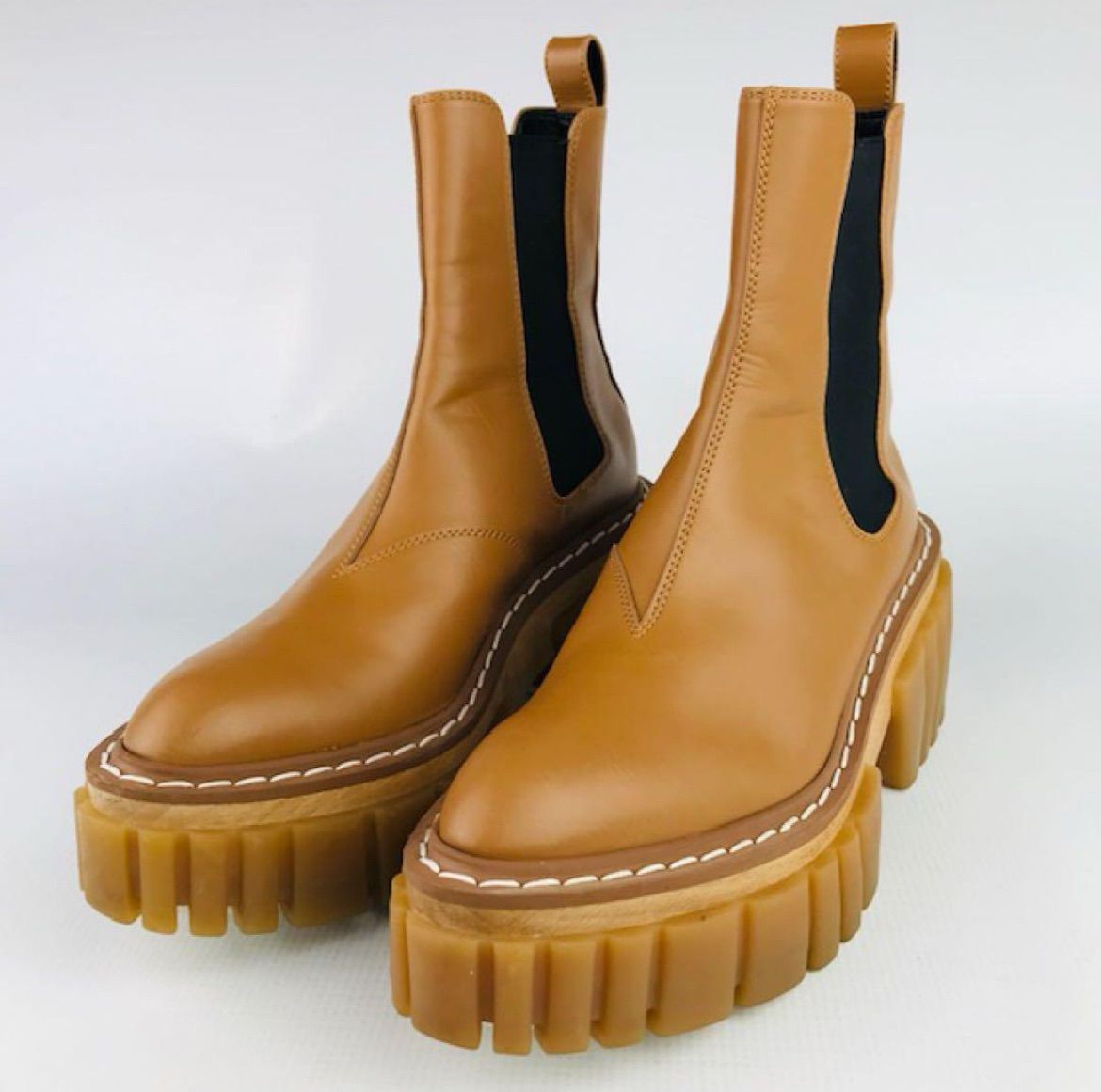 2 STELLA McCARTNEY ステラマッカートニー エミリー レディース レザー サイドゴア オーバーサイズ プラットフォームソール ショートブーツ 36.5 イタリア製 レディースブーツ ブーツ 秋冬物 カジュアル 靴 KIN-KAAI_COM