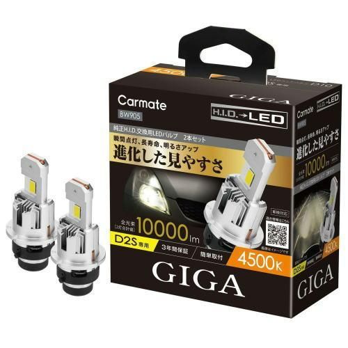 【定形外郵便】カーメイト GIGA LEDヘッドバルブ D10 4500K D2S 【BW905】