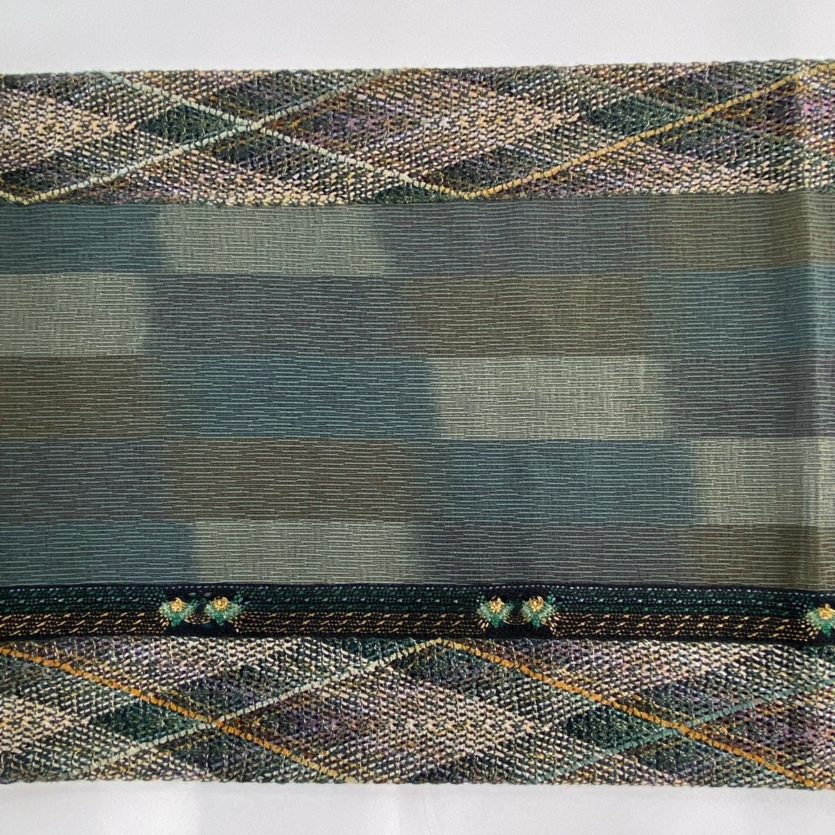 袋帯 美品 秀品 幾何学模様 金糸 緑 全通 正絹 【中古】 - メルカリ