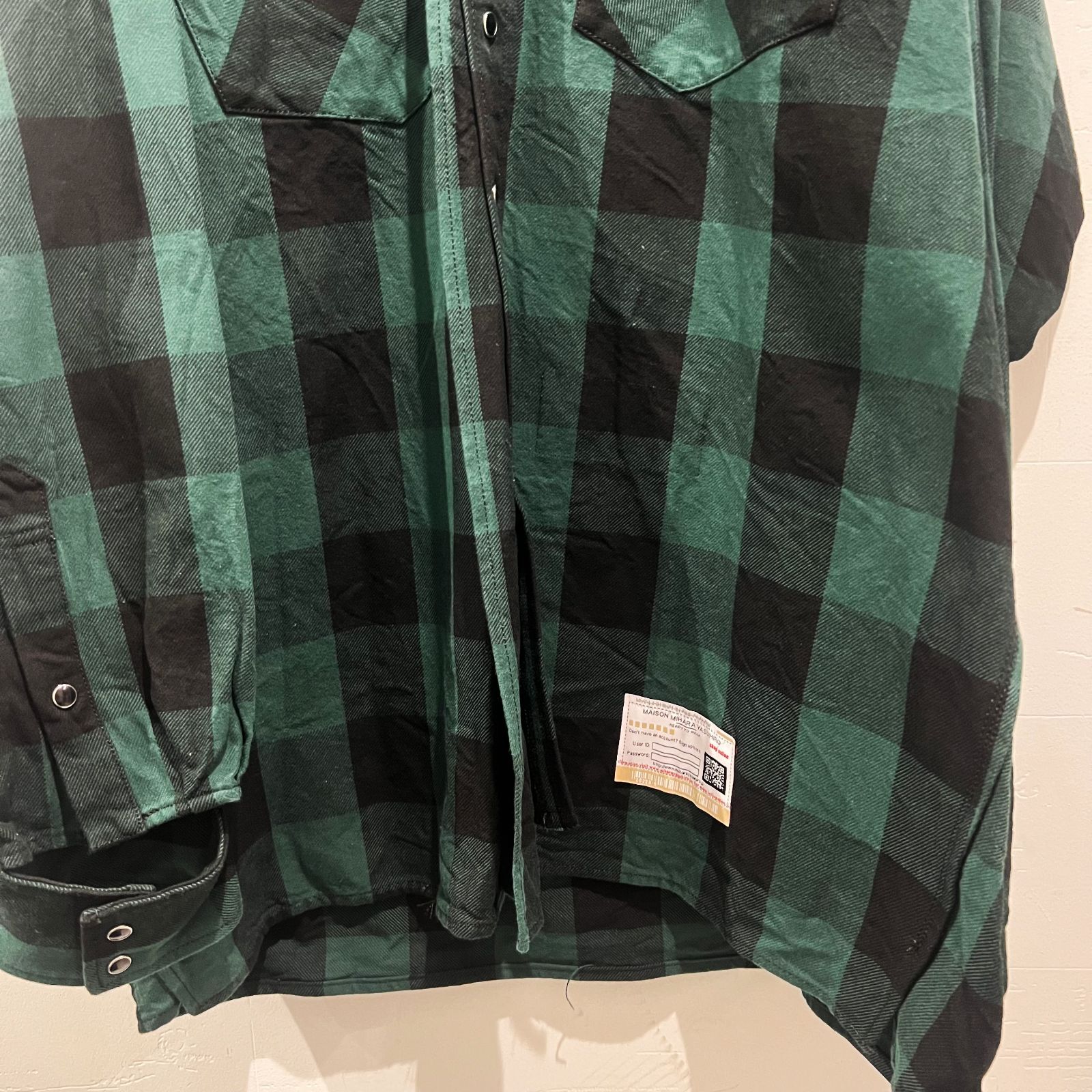 Maison MIHARA YASUHIRO メゾンミハラヤスヒロ 22SS Slide Piece Check Shirt チェックシャツ グリーン  size46 A08SH074【中目黒R10】 - メルカリ