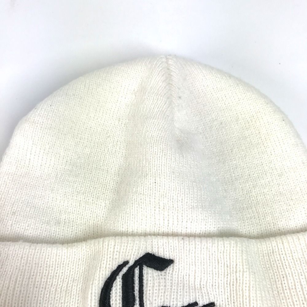 【正規品】CHROME HEARTS クロムハーツ ニット帽 ホワイト アクリル 正規品】CHROME HEARTS クロムハーツ ニット帽 ホワイト アクリル