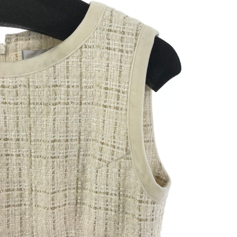 中古品】 SHELLER シェリエ ノースリーブ キルティングツイード