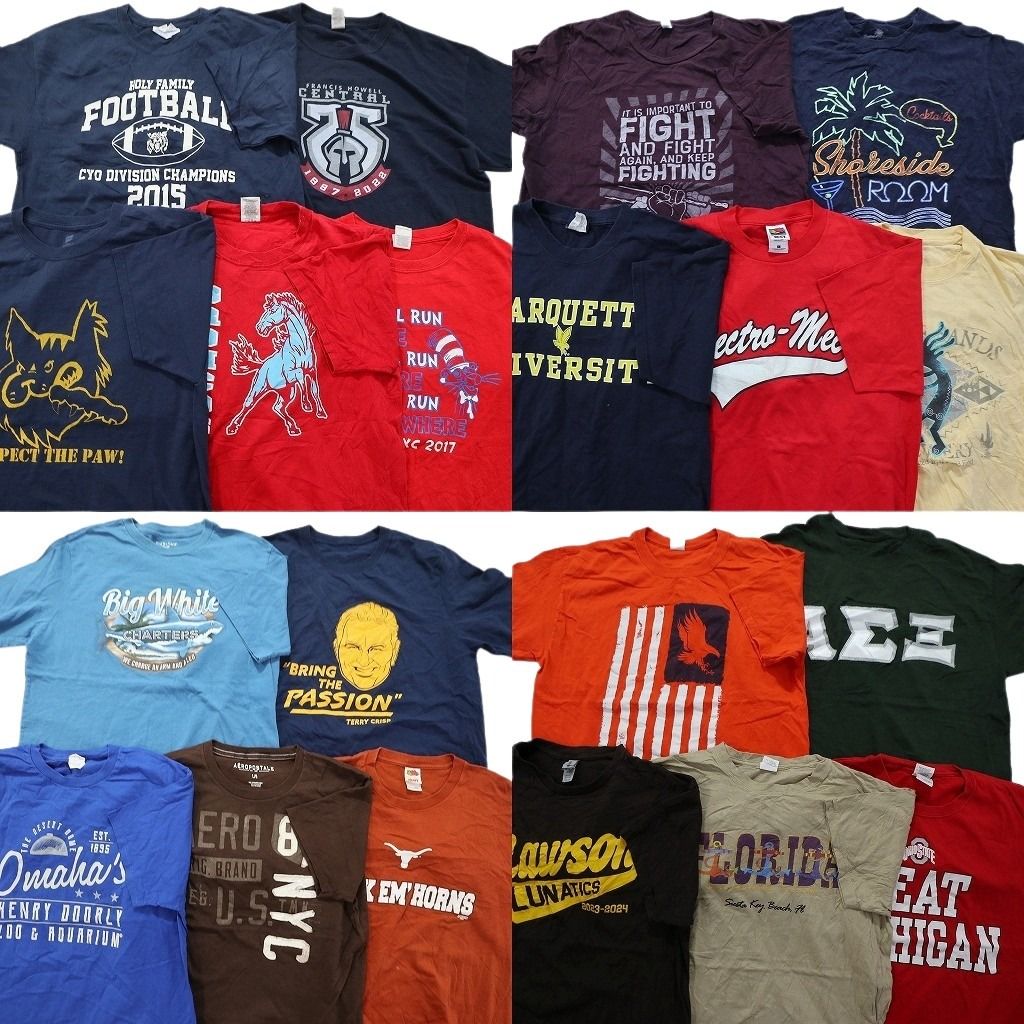 古着卸 mix プリント 半袖Tシャツ 20枚セット メンズ L 英文字プリント チームロゴ アニマル 古着 NA0215