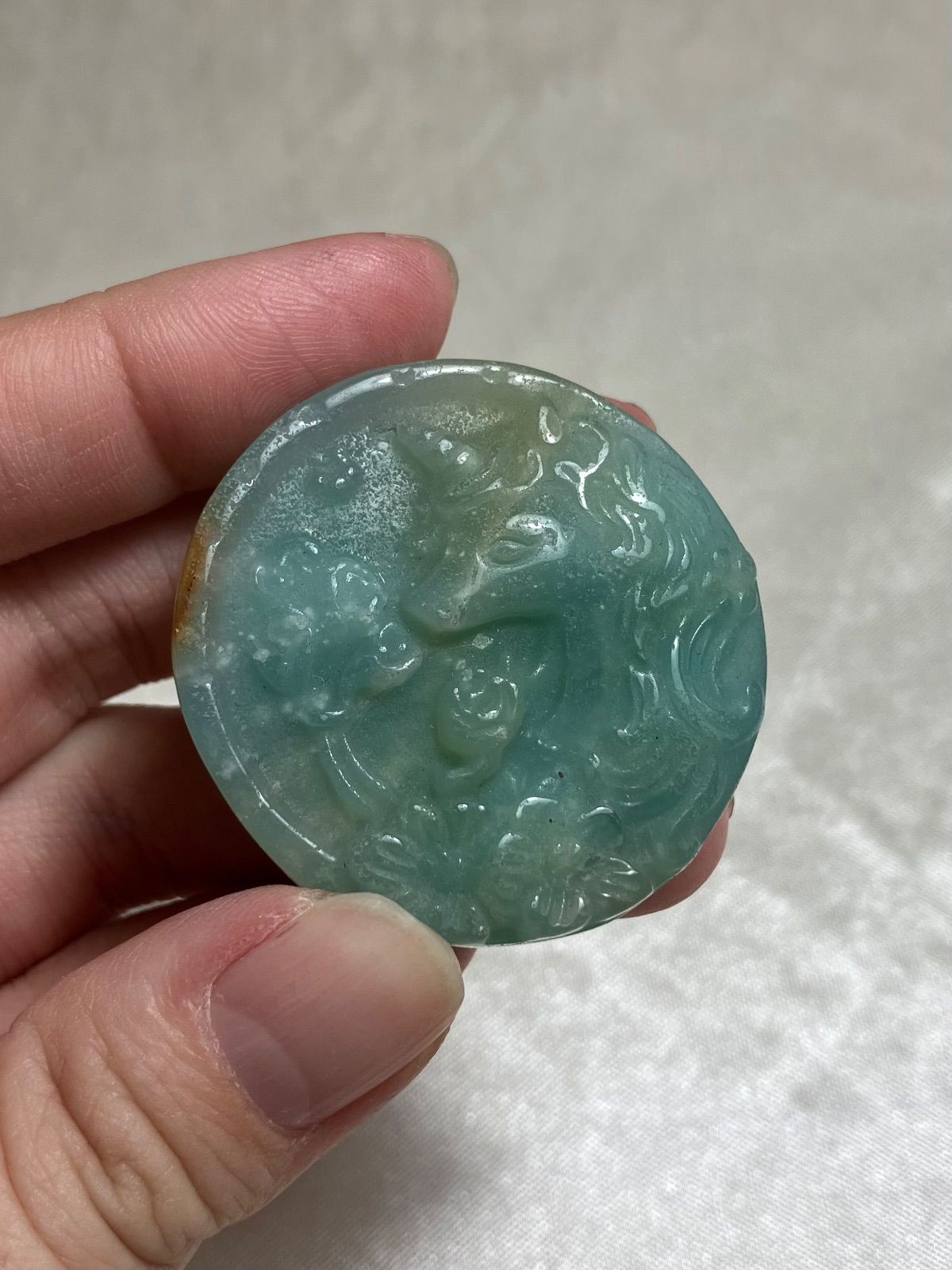 天然石トロレアイトのユニコーン　置物　彫物NO.092012 天然石トロレアイトのユニコーン 置物 彫物NO.092012 彫物