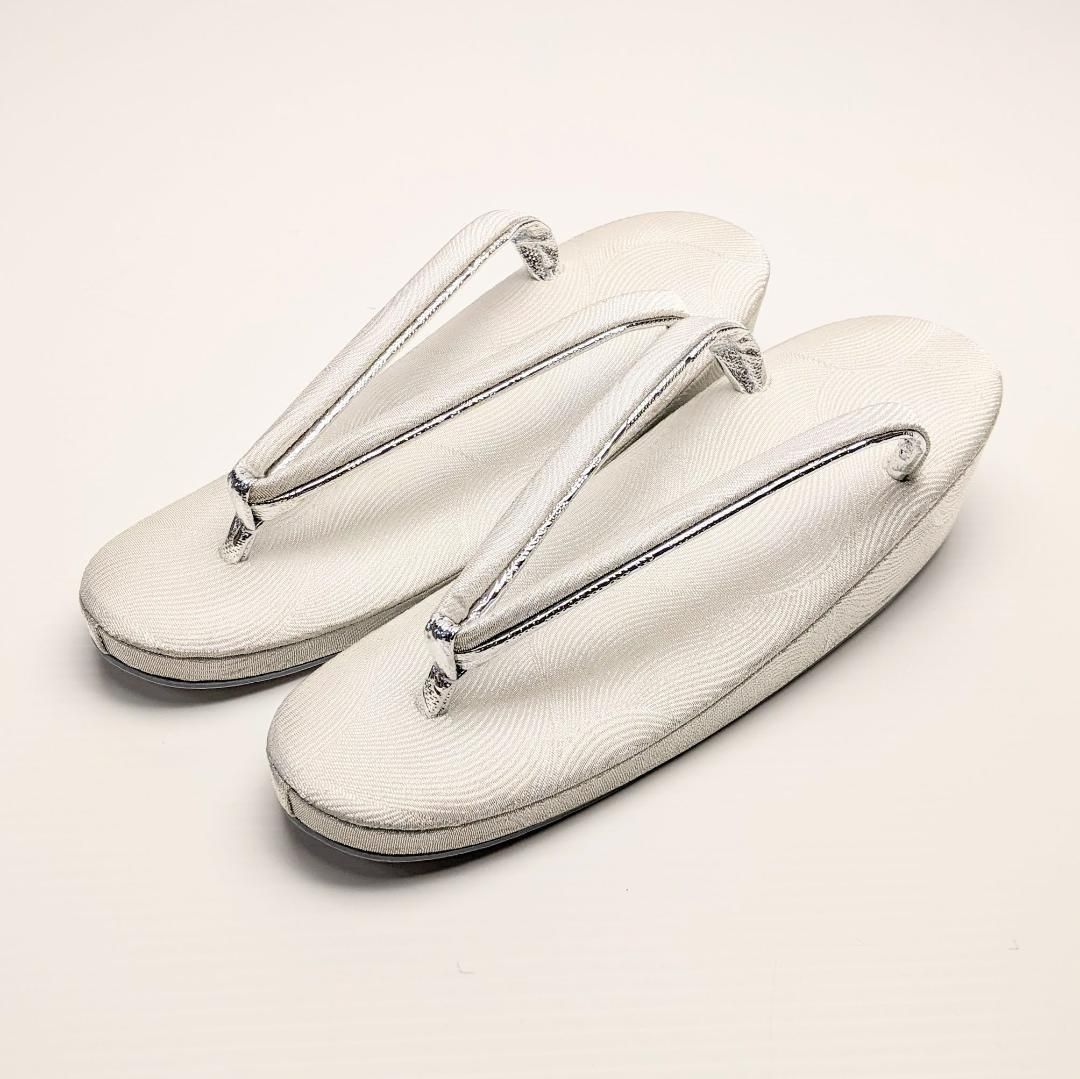 和装 草履バッグセット フォーマル 帯地 シルバー Lサイズ wsale