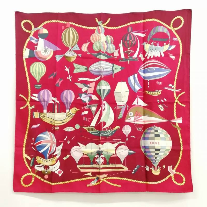 エルメス　スカーフ　大空の狂気　LES FOLIES DU CIEL　シルク バイセル公式】エルメス カレ 90 LES FOLIES DU CIEL 大空の狂気