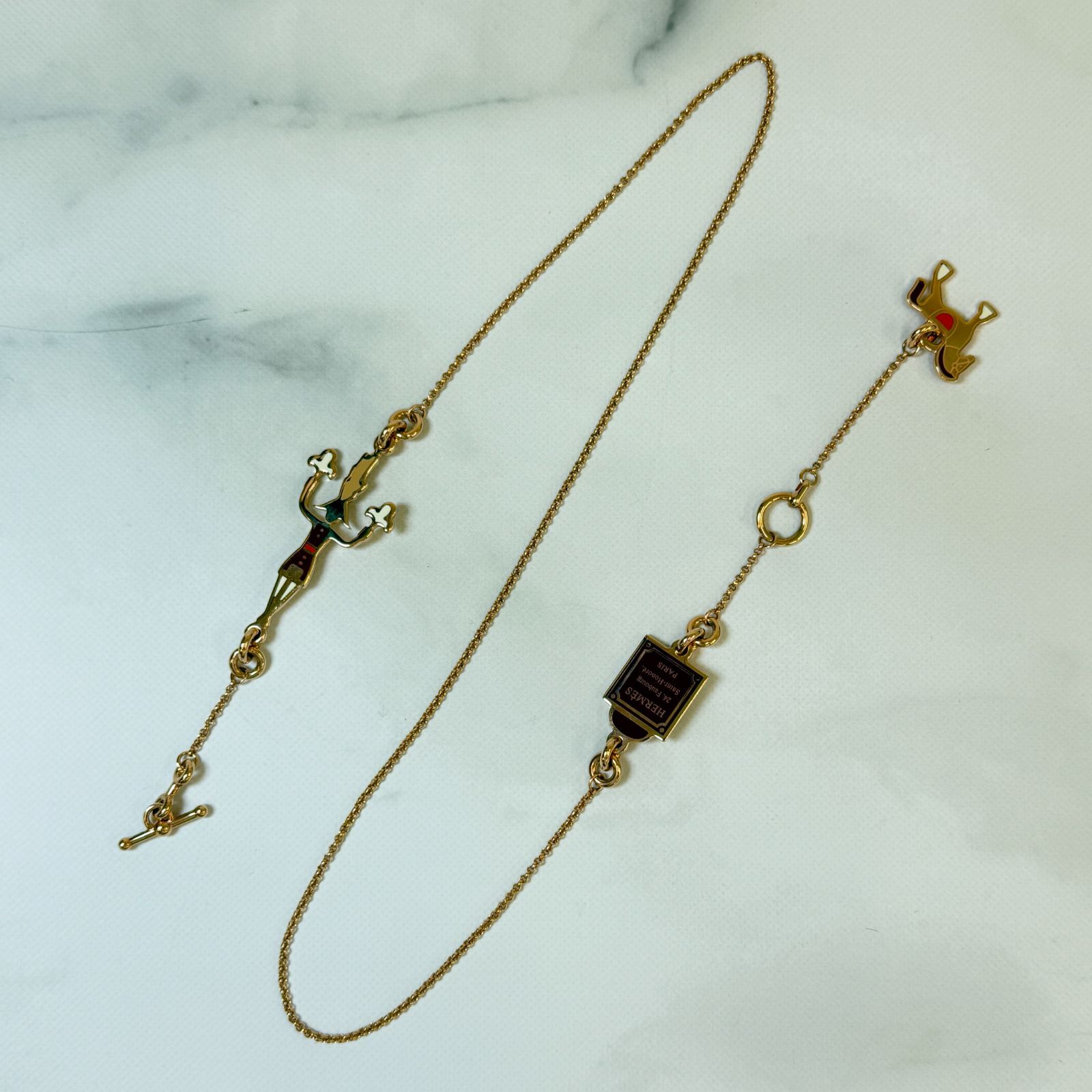 鑑定済み【 美品 】エルメス 《 Cheval 》 ローズゴールド レッド GP 