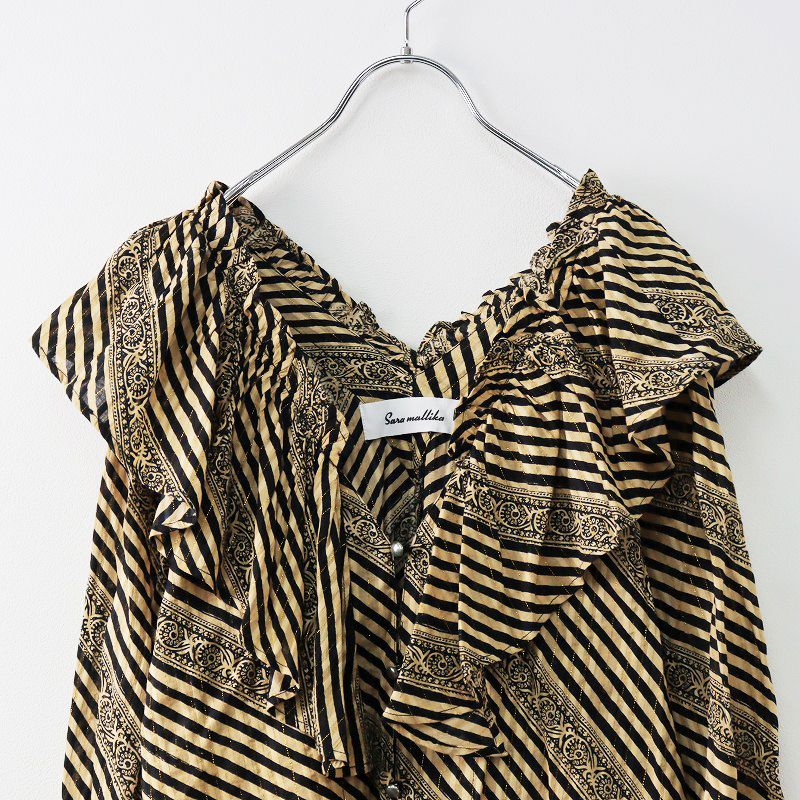 新発売の 美品 2023AW サラマリカ SARA MALLIKA RAYON JQD STR PRINT シャツ/ブラウス(長袖/七分)