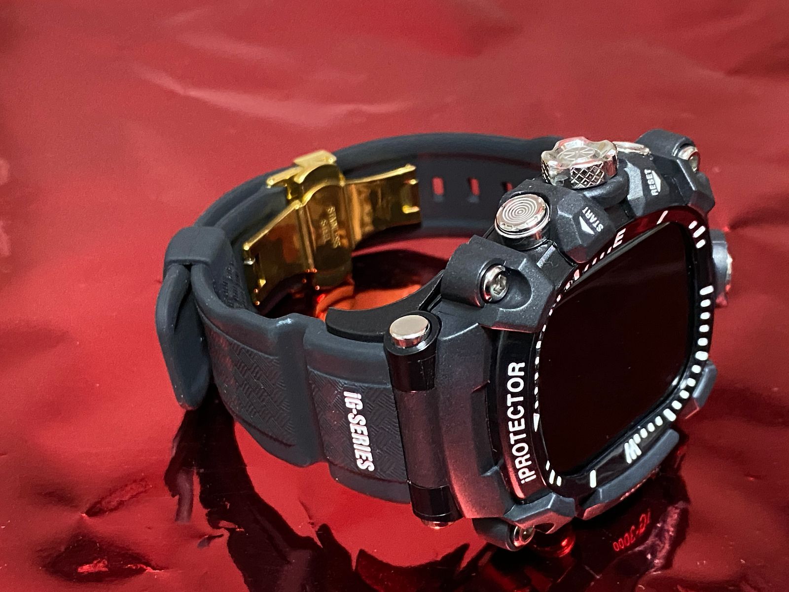 Watchカバーケースアップルウォッチラバーベルトバンドブラック j7
