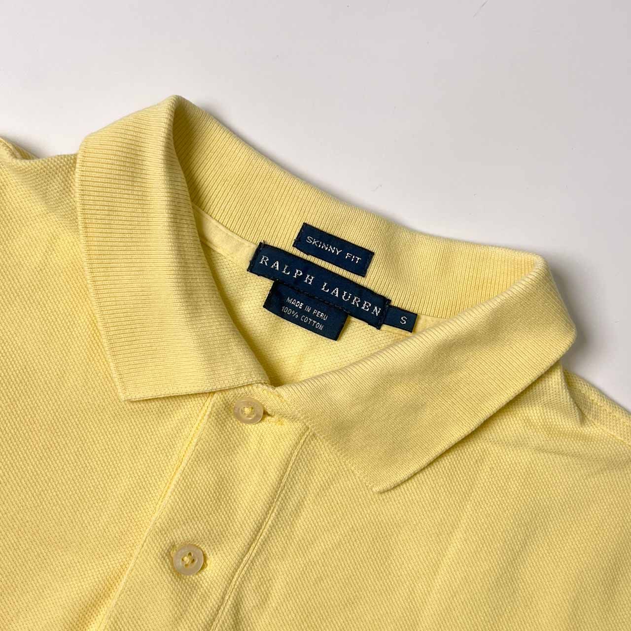 【新品】 未使用 ポロラルフローレン ポロシャツ 半袖 イエロー 90s 00s RALPH LAUREN ラルフローレン SKINNY FIT 鹿の子 半袖