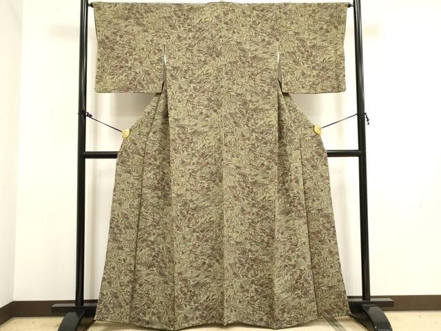 単衣　絞りの小紋 平和屋着物▽上質な小紋 単衣 絞り 花間道 銀糸 正絹 逸品