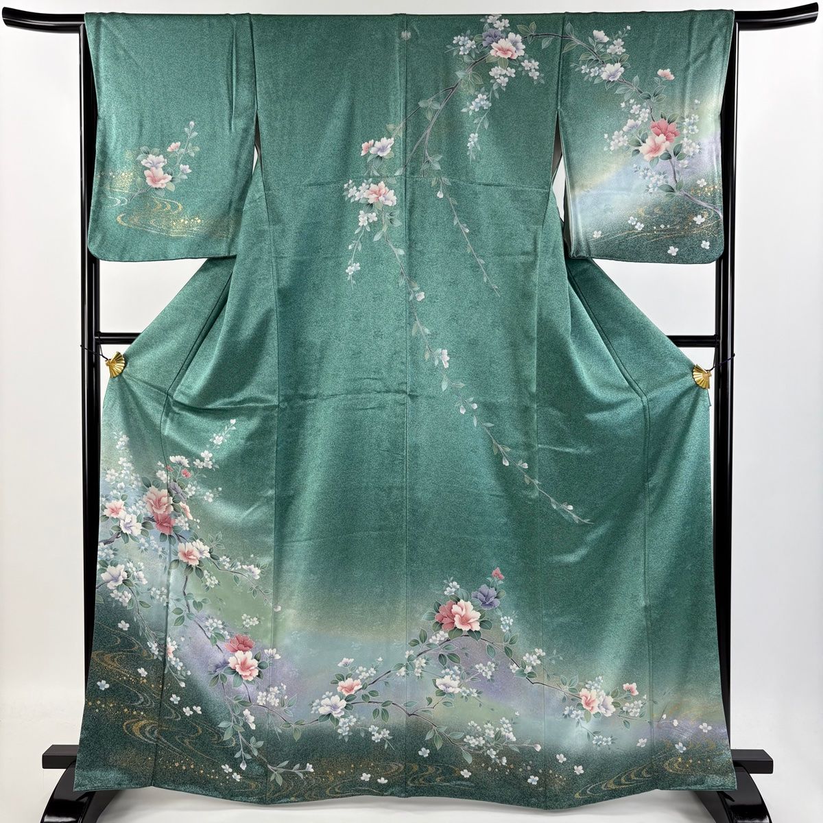 訪問着 美品 名品 落款 幾何学 花唐草 茶色 袷 166cm 66.5cm M