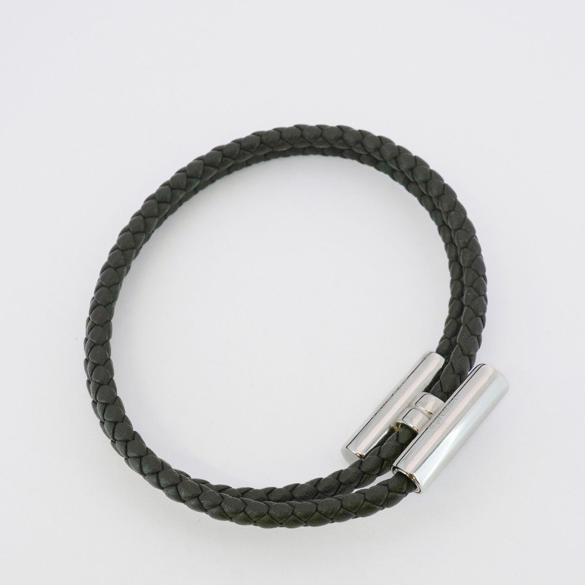 5jib0814 エルメス ブレスレット トゥルニ メタル レザー シルバー ブラック メンズ レディース ユニセックス