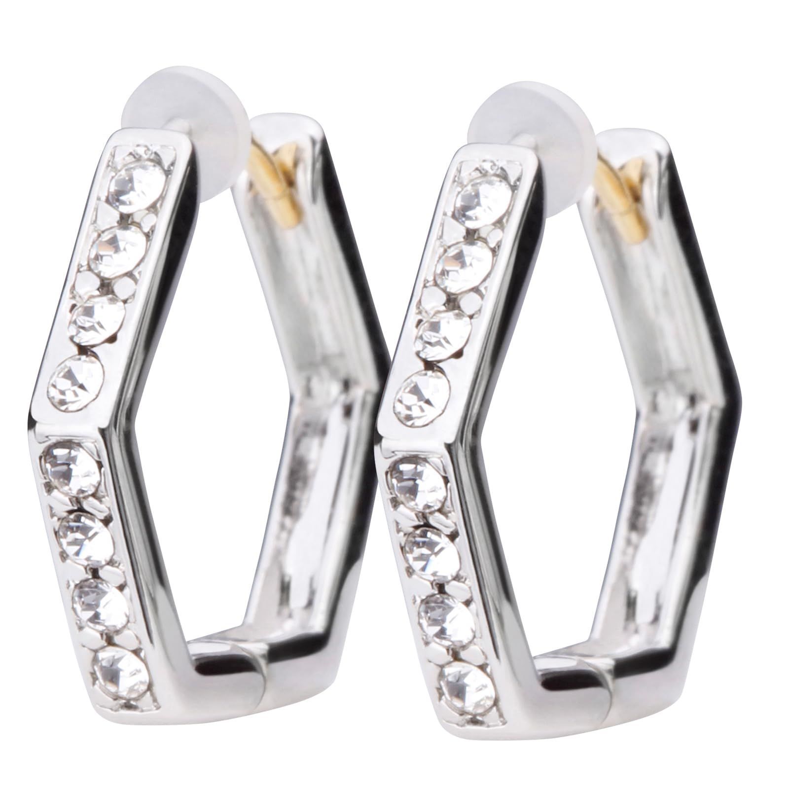 【ラスト1点】K18ポスト 18金 K18 金属アレルギー対応 フープ 日本製 フープピアス キャッチレス ワンタッチ ビジュー ピアス レディース シンプル 人気 ギフト LOKUMI プレゼント ヘキサゴン jkn-12