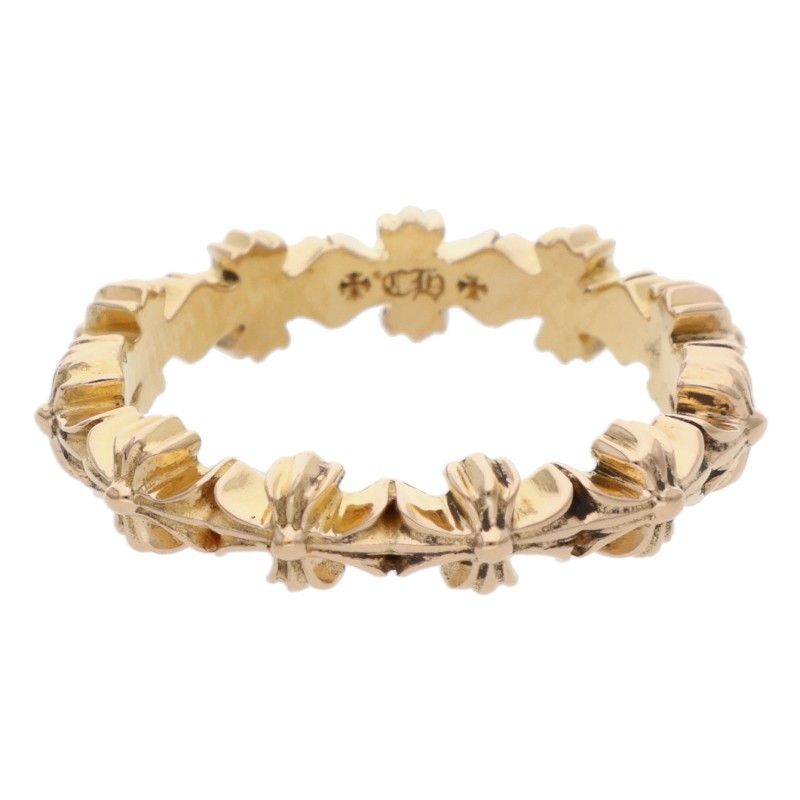 クロムハーツ 22K TINY E CH PLS BAND タイニーECHプラスバンド ゴールドリング メンズ 6.5号