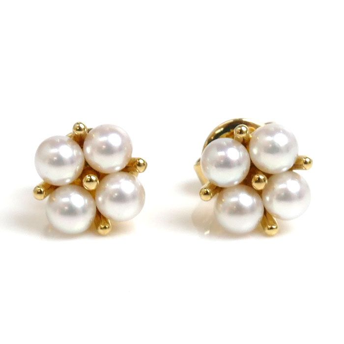 MIKIMOTO ミキモト K18YG イエローゴールド パール ピアス PE-1775PK ...