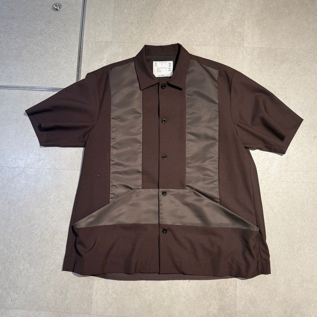 sacai サカイ25AW Suiting Shirt 半袖シャツ 25-03746M ブラウン