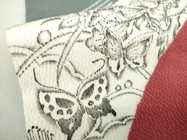 平和屋着物○西洞院辻が花 大脇一心 九寸名古屋帯 絞り 舞蝶花文 正絹