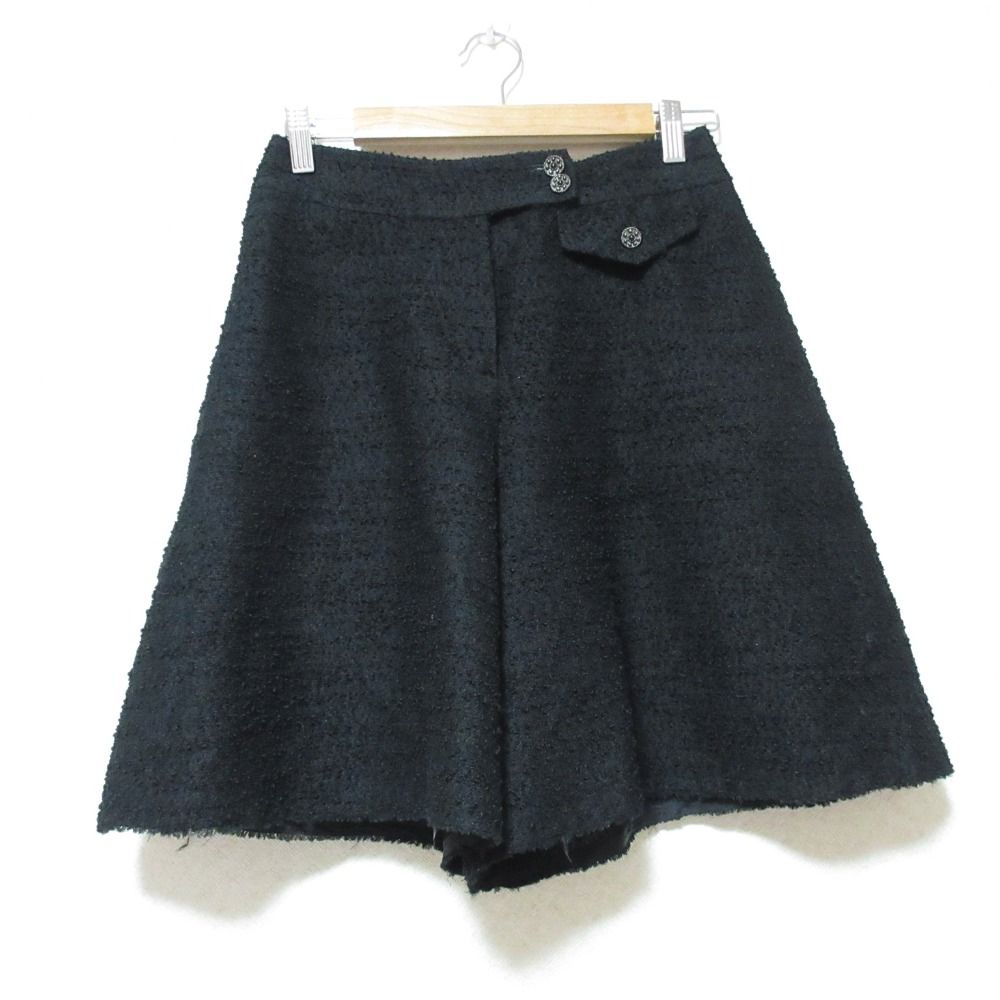 【新品未使用】ルネ René ハーフパンツ 36 美品 Rene ルネ ツイード フレア ショートパンツ 36 ブラック