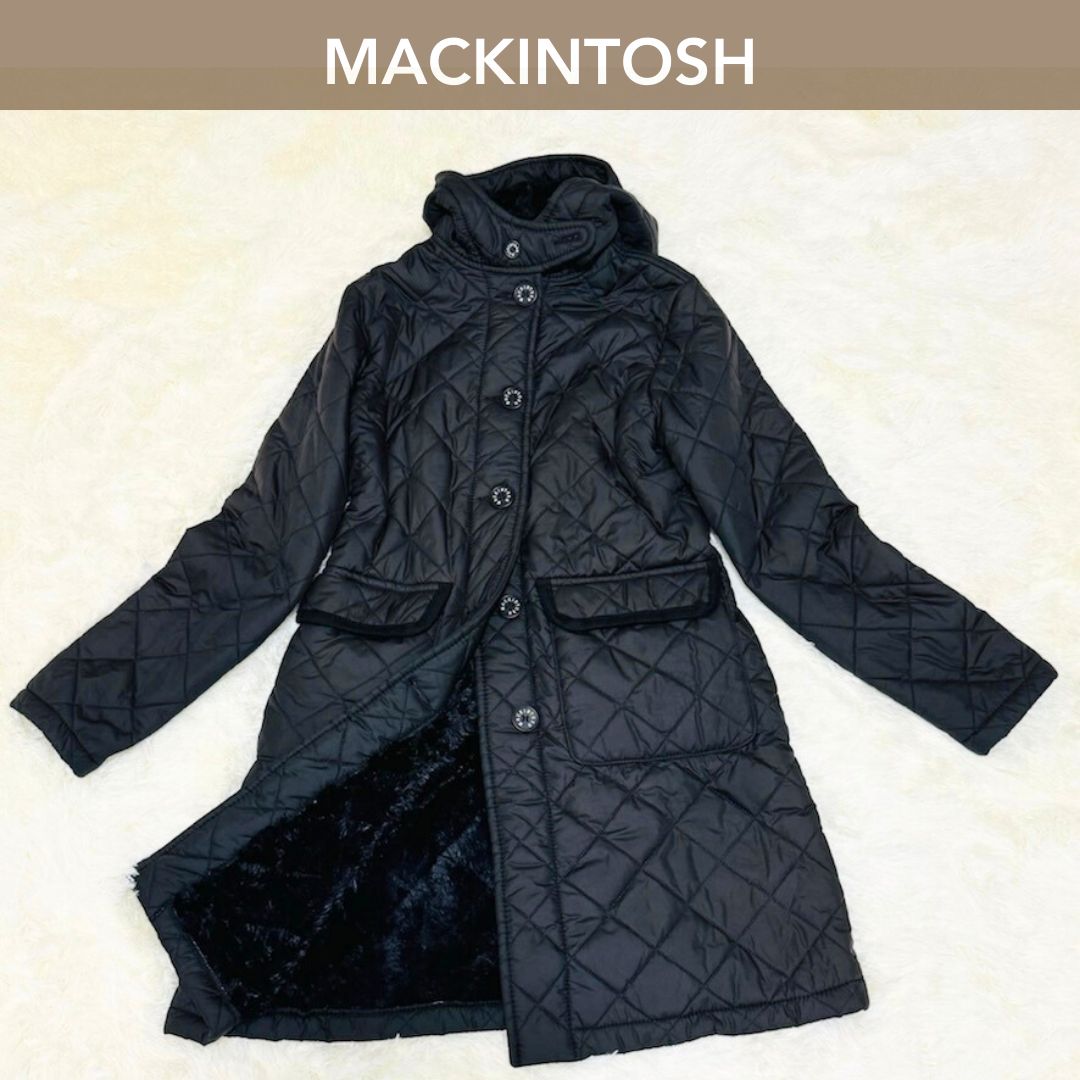 【美品】マッキントッシュ　キルティングコート　黒　ボア　ミディアム　サイズ36