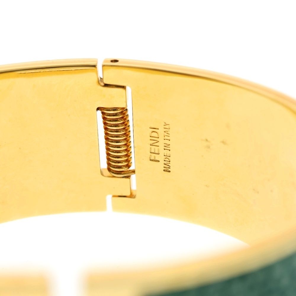 FENDI フェンディ FFロゴ バングル ブレスレット ゴールド×ブラック×グリーン GP WWW_SHINETEETH_COM