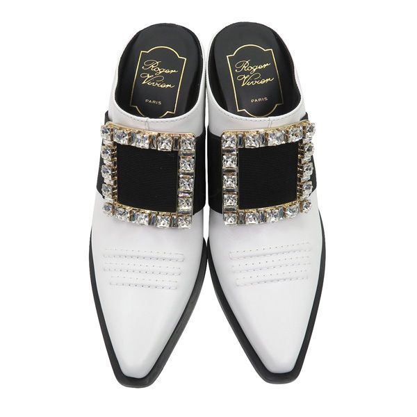 ロジェヴィヴィエミュール 極美品 ROGER VIVIER ロジェヴィヴィエ VIV TEX STRASS MULE 65