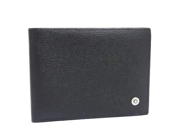 ■新品■未使用■ MONT BLANC モンブラン レザー 二つ折り 財布 ウォレット 札入れ メンズ ブラック系 FP4719 □新品□未使用□ MONT BLANC モンブラン レザー 二つ折り 財布