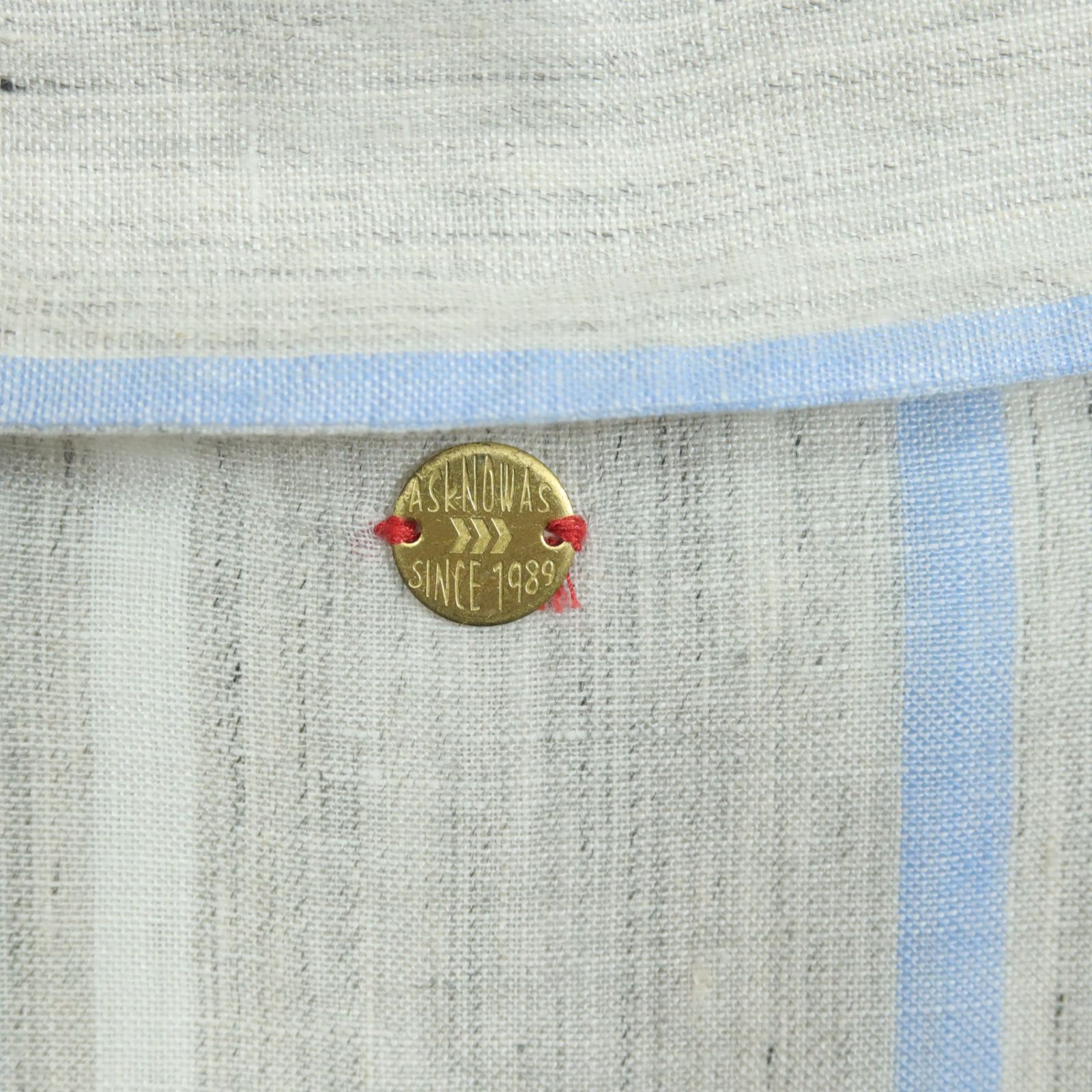 ★タグ付き未使用★アズノウアズオオラカ　麻混　刺繍たっぷりチュニックブラウス 美品】アズノゥアズオオラカ☆チュニック 開襟シャツ風 大きい