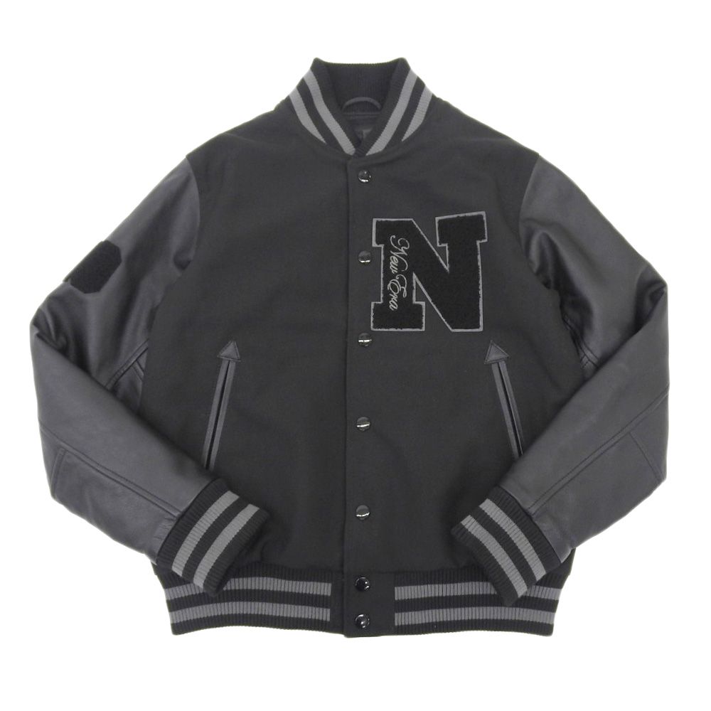 NEWERA ニューエラ ブラックレーベル バーシティジャケット スタジャン メンズ ブラック M M