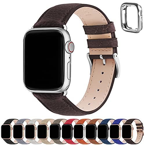 コーヒー+シルバーバックル_38mm40mm41mm アップルウォッチ バンド Apple Watch バンド アップルウォッチベルト 本革 装着簡単 保護ケース付き レディース メンズ 123456789SESE2UltraUltra2シリーズ対応38m