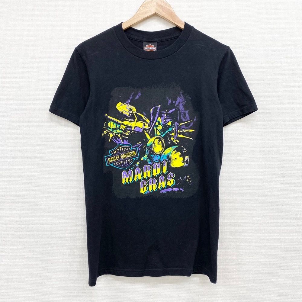 ハーレー ダビッドソン HARLEY-DAVIDSON Tシャツ 半袖 ショートスリーブ ピエロ MAROI GRAS ロゴ 両面プリント サイズ：S ブラック