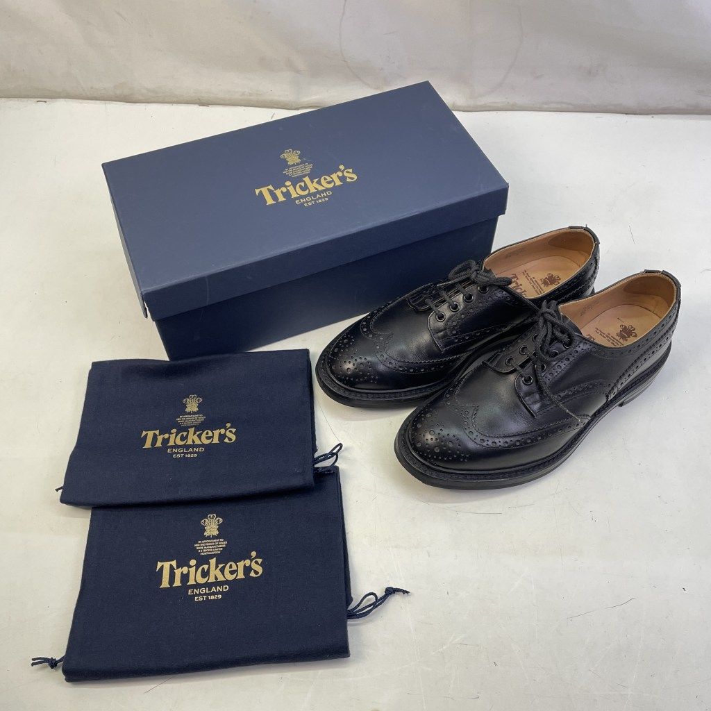 01w-5497 トリッカーズ Tricker s BOURTON バートン カントリーシューズ 5633 サイズ8.5 27.0相当 ブラック 箱 保存袋あり 靴 品