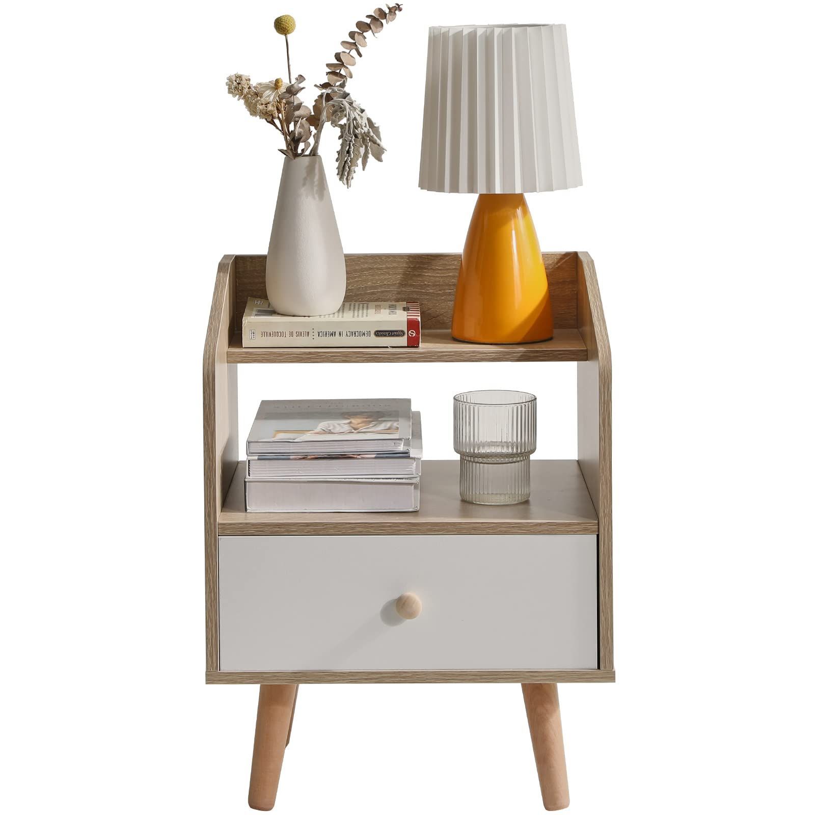 【人気商品】サイドテーブル ナイトテーブル ベッド周り収納 多機能 30cm IBUYKE x 37cm x 48cm 引出し1個付き リビングや寝室、ソファの横などでの使用に適しています 組立簡単 JPWNS001N